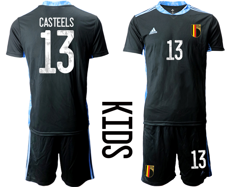 Youth 2021 European Cup Belgium black goalkeeper #13 Soccer Jersey->belgium jersey->Soccer Country Jersey